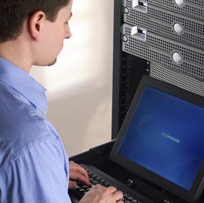 Young IT Professional Managing Nework Servers.